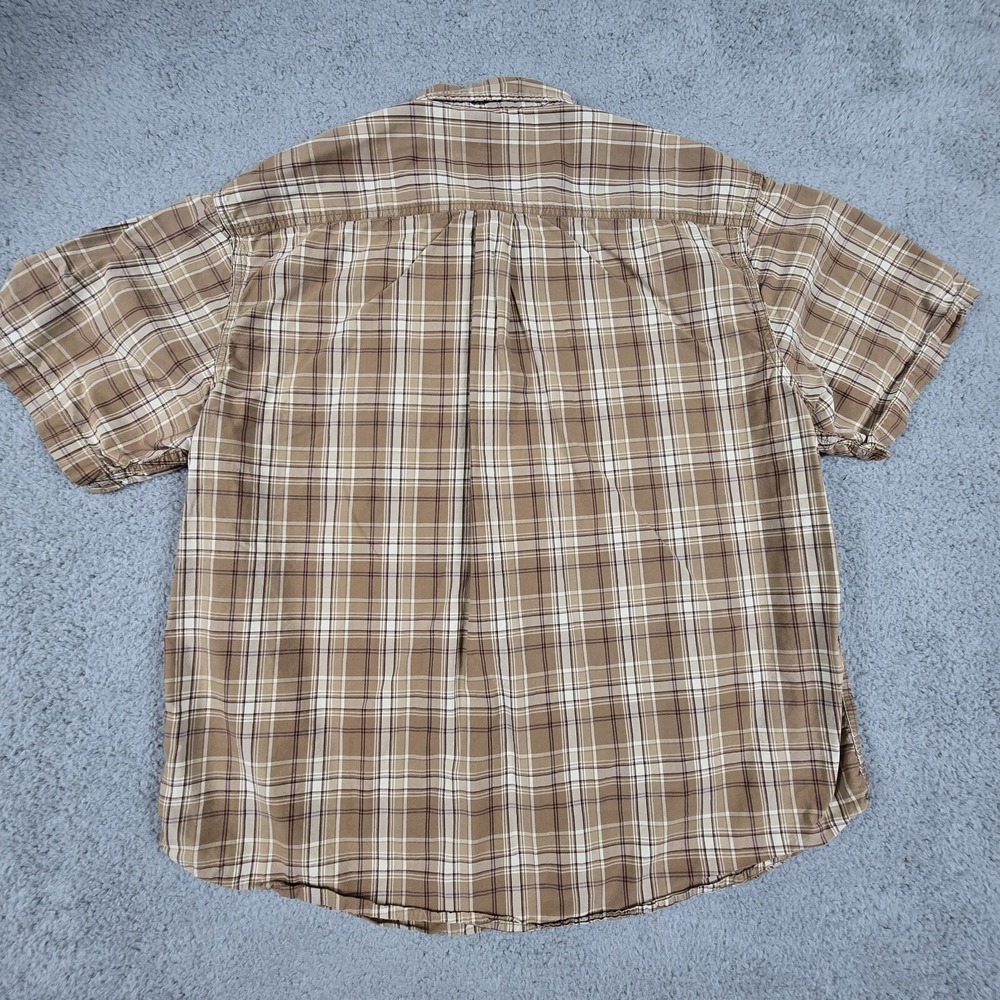 Carhartt Shirt Mens 2XL Brown Plaid Short‎ Sleeve Workwear Button Up XXL - Picture 10 of 13